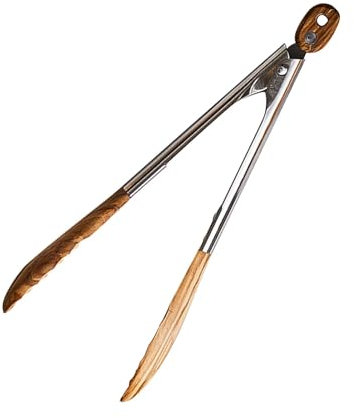 Grillzange, Zange Aus Olivenholz, Kochzange Aus Edelstahl, Grill-Kochutensilien Mit Design Aus Olivenholz Und Edelstahl Für Den Vielseitigen Einsatz Beim Grillen Und Kochen (1 Stück)