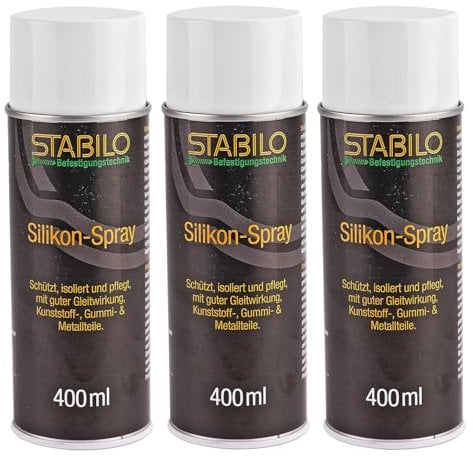3x Silikon-Spray 400ml | Sprühfett, Gleitspray, Silikonfett, Schmieröl | Schützt, isoliert und pflegt | 3 Stück
