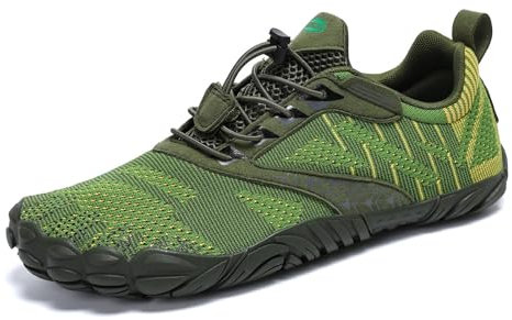 SAGUARO Barfußschuhe Herren Barfussschuhe Damen Barfuss Schuhe Zehenschuhe Outdoor Fitnessschuhe rutschfest Traillaufschuhe Barefoot Shoes mit Zero-Drop Solhe Waldgrün,Gr.45