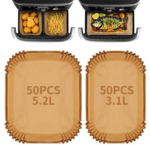 100 PCS Papel Para Freidora de Aire para Philips Airfryer Serie 3000, Papel Freidora Aire Air Fryer para Moulinex Air Fryer 5,2/3,1 L, Accesorios cocinar para Cecotec 5,2/3,1 L