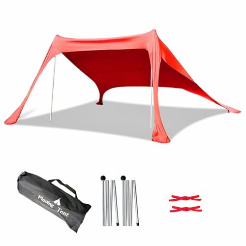 Floving Tendalino parasole da spiaggia Tendalino parasole da spiaggia 3-4 persone ombrellone portatile anti-UV (Rosso)