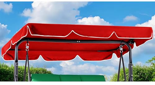 Hollywoodschaukel Dachbezug Wasserdicht,Hollywood Swing Ersatzdach mit Klettverschluss, Gartenschaukel Dach mit 4 Verstellbare Tunnel (Rot)