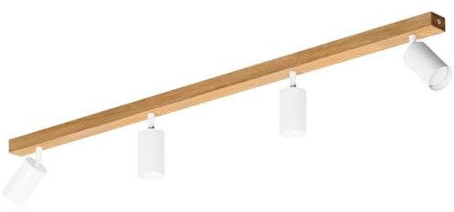 LED Wood Deckenstrahler 4 Flammig Schwenkbar - Handgefertigte Spots Deckenleuchte Modern aus Eiche - Strahler Deckenlampe Holz - GU10 Spotlight Lampe Wohnzimmer (Ohne Glühbirne) - Länge 90cm
