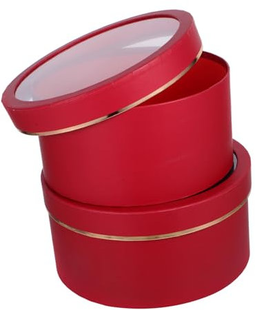 LRXIYODE 2pezzi Scatole Fiori Rotonde Con Finestra Trasparente Confezioni Pvc Per Bouquet Per e Occasioni Romantiche