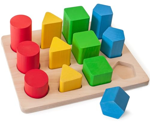 Ulanik Formen und Größen, Montessori Spielzeug ab 1 Jahr, Baby Sensorik Spiel, Spiel für Zählen und Sortieren Farben Lernen — 12 St
