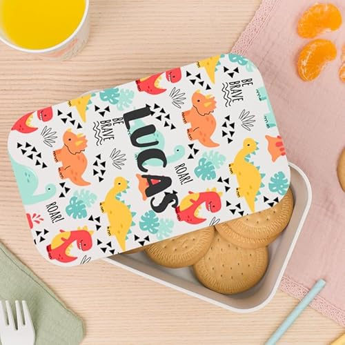 Wanapix | Scatola da Pranzo per Bambini Personalizzato con Nome |Include Posate | Senza BPA |Portapranzo - Porta Merenda - Lunch Box| Scuola/Asilo | 1 Litro | Dinosauri