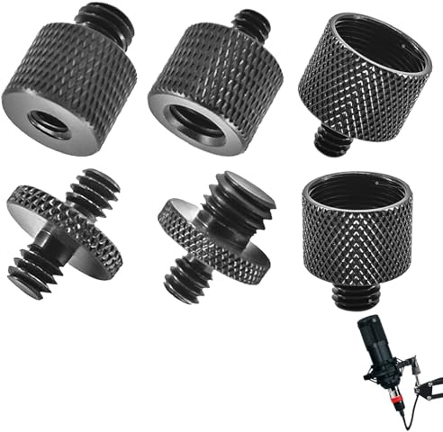 ChainYao 6Pcs Tripod Thread Adapter Set, 3/8 to 1/4 & 5/8 Camera Tripod Mic Stand Screw Adapters, Male to Female Converters for Camera, Microphone, Speaker & Monitor Mount