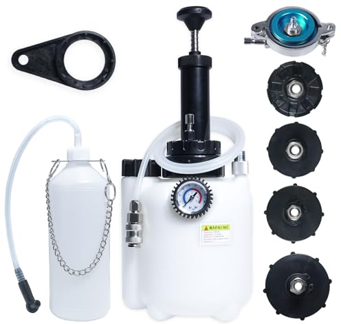 RIODEMBO 3L Manual Brake Fluid Bleeder Kit with 1L Extractor Bottle, 43mm Brake Bleeder Adapter and 4 Master Cylinder Adapters for Most Vehicles