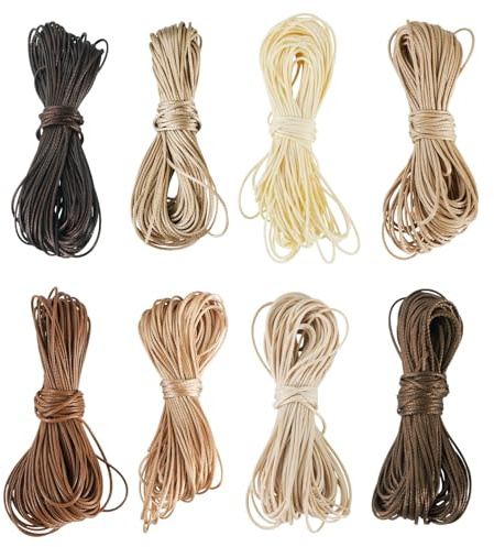Craftora Cordoncino in poliestere cerato, 80 m, 0,5 mm, filo cerato, colore marrone chiaro, intrecciato, cordino per perline per braccialetti dell'amicizia fai da te, creazione gioielli, macramè