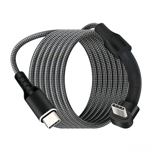 GELRHONR 90° USB-C Kabel, 60W Schnellladekabel mit Rechtwinkligem Anschluss, Flaches Nylon-Geflochtenes Typ-C Ladekabel für Telefone, Tablets, Laptops, 2M/6.5ft (USB C 1M)