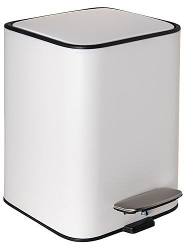 Erreke Badezimmer-Treteimer 3L, Weiß, herausnehmbarer Inneneimer, Robust | Mülleimer Bad aus Stahl mit soft-close Deckel. Matte Anti-Fingerprint-Beschichtung. Modernes und robustes Design