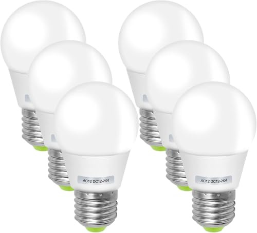E27 12V LED Warmweiss 2700K 12v Glühbirne E27 3W LED AC12V / DC 12V-24V Glühbirne 40W Glühlampenersatz für Sonnensystem, Wohnmobil, Boot, Innen Niederspannungs-Sicherheitsbeleuchtung 6er Pack
