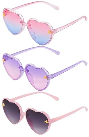 CERCTLA Kinder Sonnenbrille, 3 Stück Herz Sonnenbrille, Sonnenbrillen Kinder für Jungen Mädchen, UV 400 Schutz Sonnenbrillen für Mädchen Jungen im Freien Strand Urlaub Niedlich Brillen
