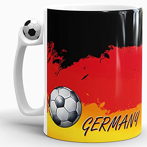 Deutschland-Tasse passend zur WM oder EM mit Fussball - Fussball-Tasse/Länderfarbe/Weltmeisterschaft/Flagge/Fahne/Cup/Mug/Qualität Made in Germany