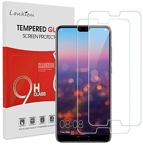 Lanhiem für Huawei P20 Schutzfolie, [Blasenfrei] 9H Härte Anti-Kratzer Displayschutzfolie, Nicht Vollständige Abdeckung - Transparent, [2 Stück]