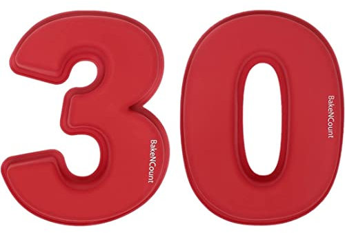 BakeNCount Kuchen Backform-Set Zahlen 30 (3 und 0) I Extra Groß, aus Silikon, Antihaft-Beschichtung I Perfekt für Geburtstag, Jubiläum, Partys | Geburtstagskuchen mit Silikonformen Set Backen