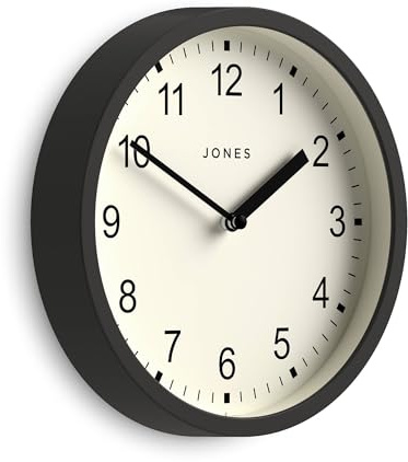 JONES CLOCKS® Spin Wanduhr | Kleine Moderne runduhr | 20cm | Dunkelgrau | Leicht lesbare Zahlen | Ideal für küche, büro, kinderzimmer oder jeden kleinen Raum