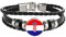 Kroatien Flagge geflochtenes Armband Leder Kette Kristall Armband Souvenir, Mode handgefertigte Armband für Mann & Frau besonderes Tagesgeschenk