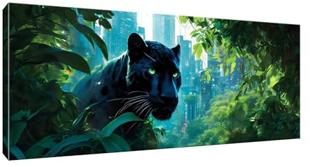 5D Diamond Painting, Jungle Black Panther Diamant Painting Bilder, Diamond Art Erwachsene Full Drill DIY Diamant Kunst Malerei Stickerei Set Kreuzstich Bilder Arts Crafts Home Wand Dekor 80x200cm T-79