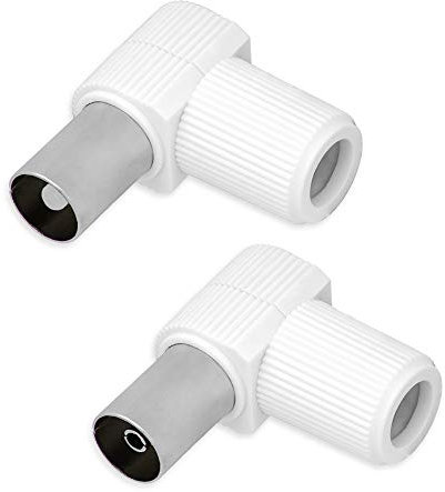 TV 1x Winkelstecker 1x Winkelbuchse Set Antennenstecker Kupplung Adapter Stecker Buchse Koaxialkabel