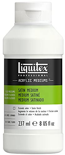 Liquitex 8108 Flüssiges Satin Medium für Acrylfarben, alterungsbeständig, wasserfest, nicht-vergilbend, flexibel, erhöht das Farbvolumen mit satinierten Finish - 237ml Flasche