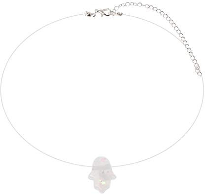 GUMEI Invisible Hamsa Hand Opals Anhänger Halskette Transparente Angelschnur Halsreif