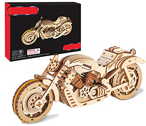 Holztrick Mechanischer Traktor Modellbausatz für Erwachsene und Kinder – Detailliert und robust – Gummibandmotor – 3D-Holzpuzzle