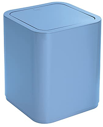 Gedy G-Seventy Papierkorb, Maße und Gewicht: 24,6 x 20 x 20 cm & 0,47 kg, Kosmetikeimer aus thermoplastischem Harz, hellblaue Oberfläche, Design Matteo Thun, 2 Jahre Garantie