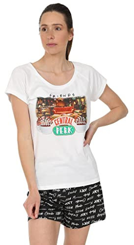 FRIENDS Ladies Central Perk Short Pyjamas for Cafe TV Show Black White (20-22, numeric_20)