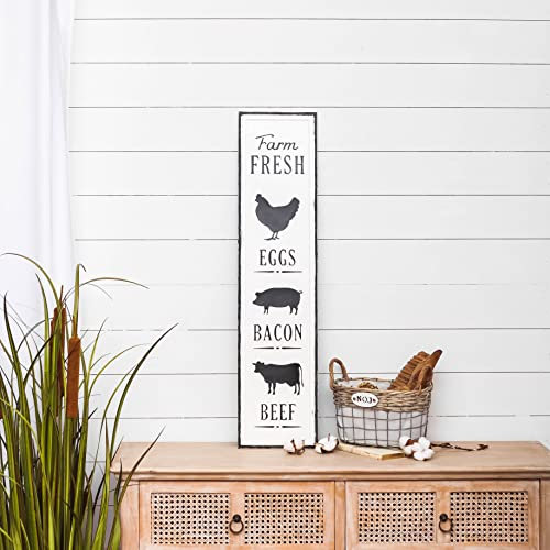 NIKKY HOME Große Bauernhaus-Wanddekoration, Metall-Farm-Frische, Wandkunst, Eier, Speck, Rindfleisch, Schild für Küche, Geschäft, Geschäft, 91,4 x 21,6 cm