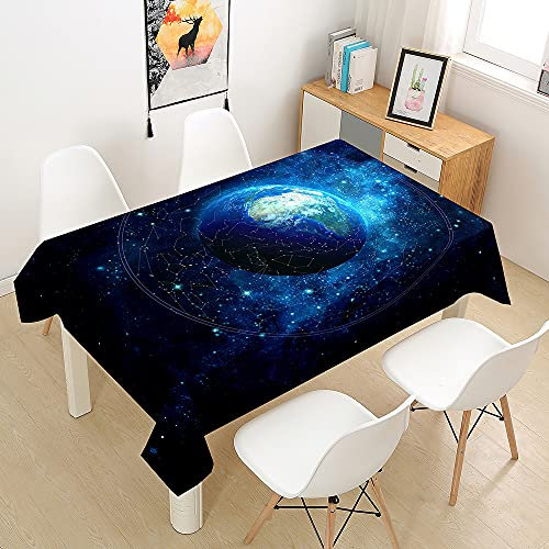 Hearda Tischdecke Abwaschbar Rechteckig, 3D-Astronomie-Druck Polyester Tischdecken Wasserdicht Pflegeleicht Tischtuch für Küche Party Outdoor Garten Restaurant (Blaue Erde,60x60cm)