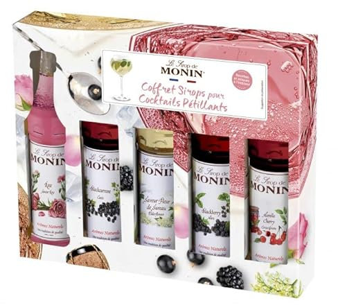 MONIN – Coffret de Sirops pour Spriter et Apéritif - Orange pour Spritz, Fleur de Sureau, Violette, Cerise Griotte et Rose - 5x5cl