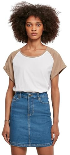 Urban Classics Ladies Contrast Raglan Tee Frauen T-Shirt weiß XXL 100% Baumwolle Basics, Streetwear