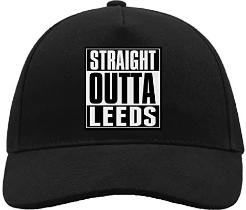 Unbekannt Straight Outta Leeds Slogan Bequeme Unisex-Baseball-Truckerkappe aus gebürsteter Baumwolle mit Schnalle Schwarz