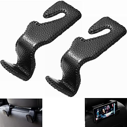 Kiwochy Auto Kopfstützen Haken Leder Auto Hängen Haken 2 Stück Auto Rücksitz Haken Taschenhalter Auto Kopfstütze Autositz Lagerung Haken Auto Aufhänger Halter Auto Zurück Aufbewahrungshaken Schwarz