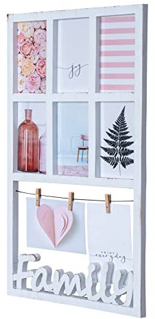 levandeo Bilderrahmen H56cm 6 Fotos Weiß Family Klammern Shabby Chic Fotorahmen Collage Wohndeko Wanddeko