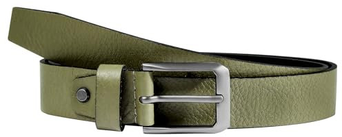 LEONARDO VERRELLI Damen-Gürtel Leder verschiedene Farben kürzbar 85-125 cm 3100097-3100104 (Grün, Bundweite: 90 cm - Gesamtlänge: 105 cm)