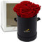 Rosenlieb Rosenbox Schwarz mit 4 Infinity Rosen (3 Jahre haltbar) | Handgefertigte Flowerbox aus Deutschland inkl. Grußkarte | Muttertagsgeschenk (Rot)