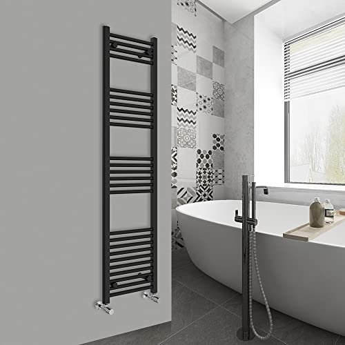 Warmehaus Modern Bathroom Heated Towel Rail Ladder Radiator 1600x400mm Straight for Bathroom Kitchen Black