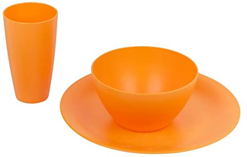 URBN-CHEF 12/24x Unbreakable Reusable Coloured Plastic Soup Cereal Bowls Cutlery Tableware (Orange, 12 Piece)