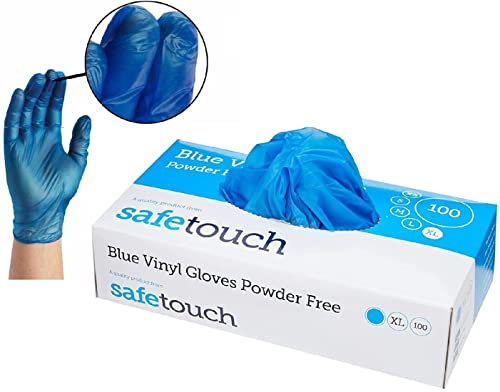 Dispoable Clear Vinyl Gloves Powder Free Latex Free Medical graded Premium Quality Gloves Food Graded Gloves (Small, Blue)