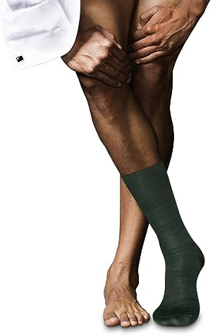 FALKE Herren Highshine Socken atmungsaktive klimaregulierende Seide Baumwolle edel leicht glänzend weich flache Naht für druckfreie Fußspitze zeitlose Streifen Business 1 Paar | mit edler Seide
