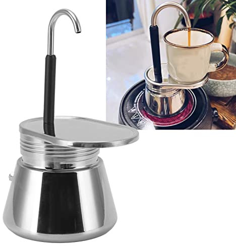 Mini Moka Cafetera Express, Cafetera Exprés Moka Mini Express, Cafetera Moka con Salida Individual, 12.5×21cm, Cafetera Exprés de Acero Inoxidable, Evita Fugas, para Hogar y Oficina