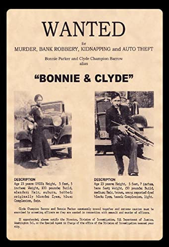 Blechschild 20x30cm gewölbt wanted Bonnie Clyde Deko Geschenk Schild