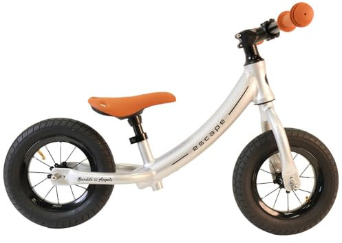 Bandits & Angels Laufrad Escape Silver ab 2 Jahren für Jungen und Mädchen – Metall – Silbernes Lauflernrad – mit verstellbarem Sattel und 10 Zoll Luftreifen