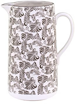 Caraffa, brocca d'acqua in ceramica, vaso Arés con motivo porcellana, altezza 19,5/lunghezza 15/larghezza 9 cm, 1100 ml, moka