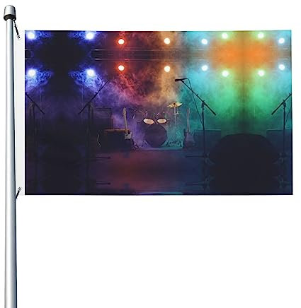 Rock Band Bühne bedruckte Gartenflagge, 90 x 150 cm, Outdoor-Flagge, Banner, Brise, Flagge, farbecht, Flaggen für Zuhause, Haus, Außen- und Innendekoration