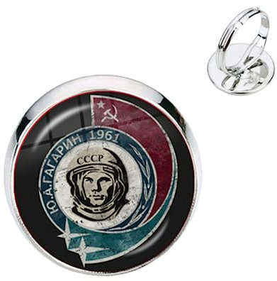 PEPIFY Vintage URSS Distintivi Sovietici Falce Martello Anelli Regolabile CCCP Russia Emblema Comunismo Segno Top Grade Gioielli Per Gli Amici Regalo, Grande, Pietra preziosa