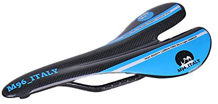 Msport Sella sellino per Bici da Strada da Corsa e MTB in Fibra di Carbonio Super Leggera 95g +/- Blu