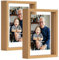 EXYGLO Juego de 2 Marcos de Fotos 13X18 cm Flotantes, Marco de Fotos Doble Cristal, Marco Doble Care para Colgar en la Pared o de pie Sobre la Mesa, Muestra Fotos de Hasta 17x22cm, Color Madera.